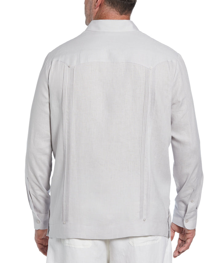 Cubavera Big & Tall 100% Linen Classic Guayabera Shirt - Long Sleeve Micro Chip