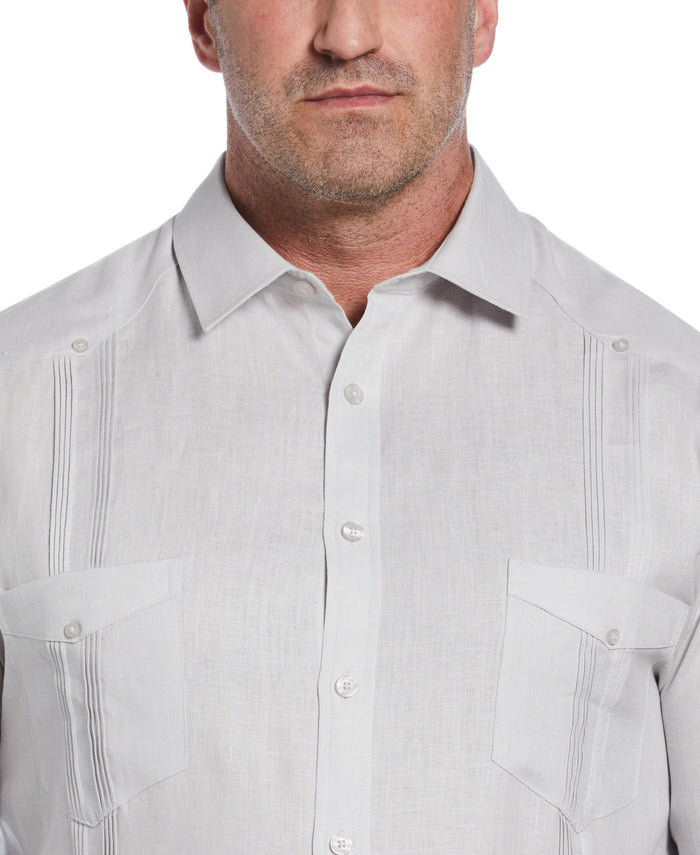 Cubavera Big & Tall 100% Linen Classic Guayabera Shirt - Long Sleeve Micro Chip