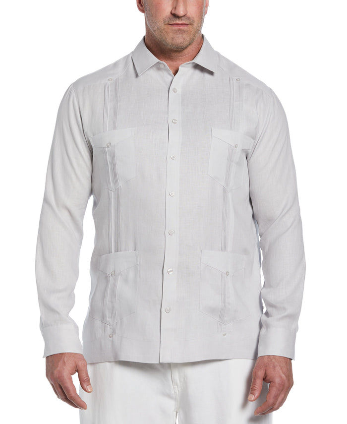 cubavera Big & Tall 100% Linen Classic Guayabera Shirt - Long Sleeve Micro Chip