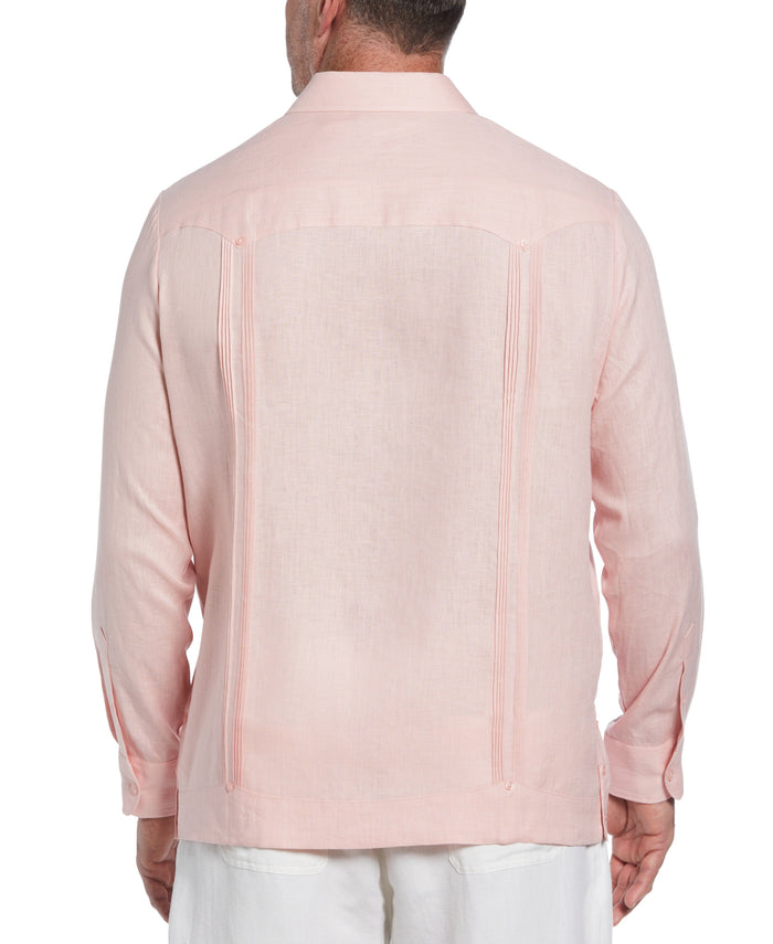 Cubavera Big & Tall 100% Linen Classic Guayabera Shirt - Long Sleeve Silver Pink