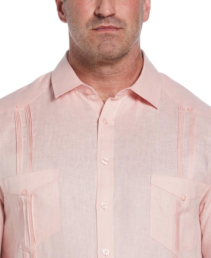 Cubavera Big & Tall 100% Linen Classic Guayabera Shirt - Long Sleeve Silver Pink