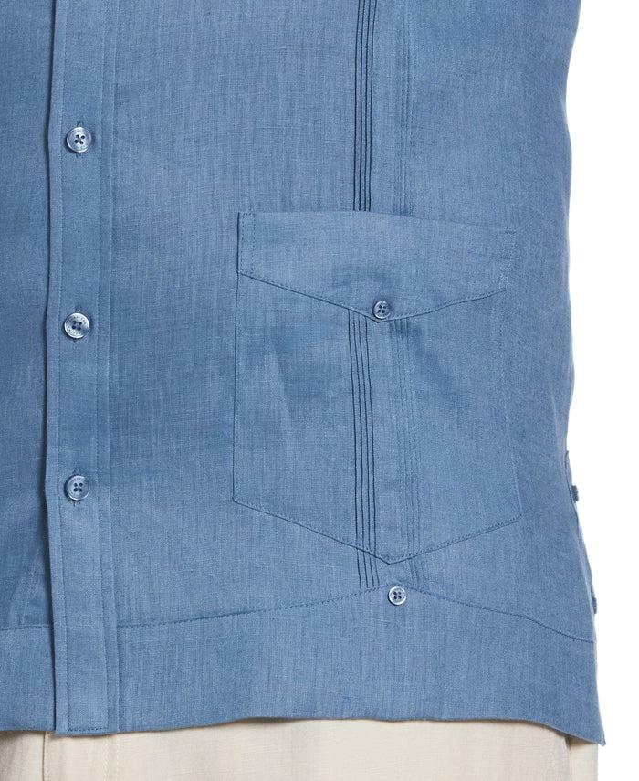 Cubavera Big & Tall 100% Linen Classic Guayabera Shirt - Long Sleeve Captains Blue