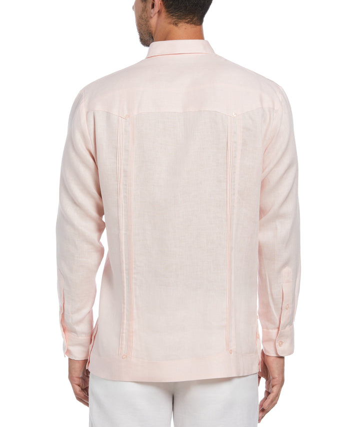 Cubavera Big & Tall 100% Linen Classic Guayabera Shirt - Long Sleeve Pink Dogwood