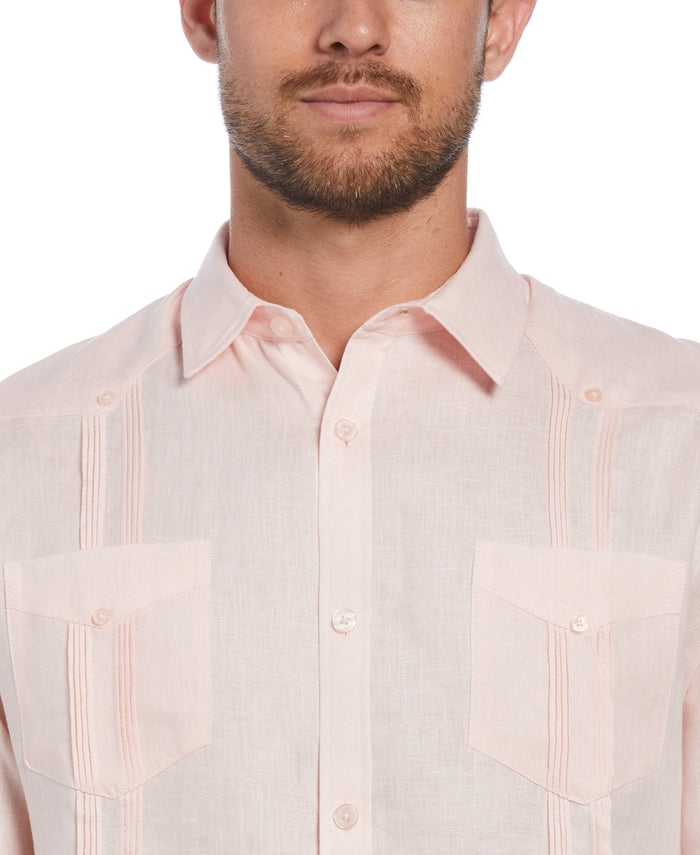 Cubavera Big & Tall 100% Linen Classic Guayabera Shirt - Long Sleeve Pink Dogwood