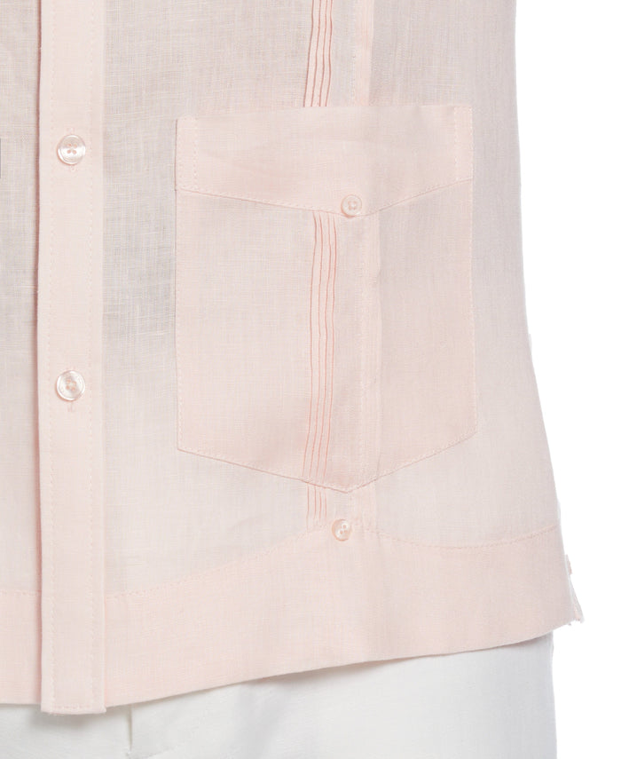 Cubavera Big & Tall 100% Linen Classic Guayabera Shirt - Long Sleeve Pink Dogwood