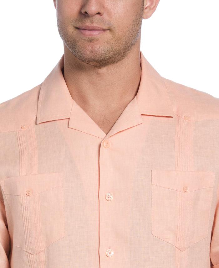 Cubavera Big & Tall 100% Linen Classic Guayabera Shirt - Short Sleeve Peach Parfait