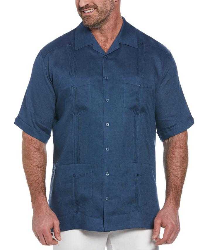 cubavera Big & Tall 100% Linen Classic Guayabera Shirt - Short Sleeve Ensign Blue