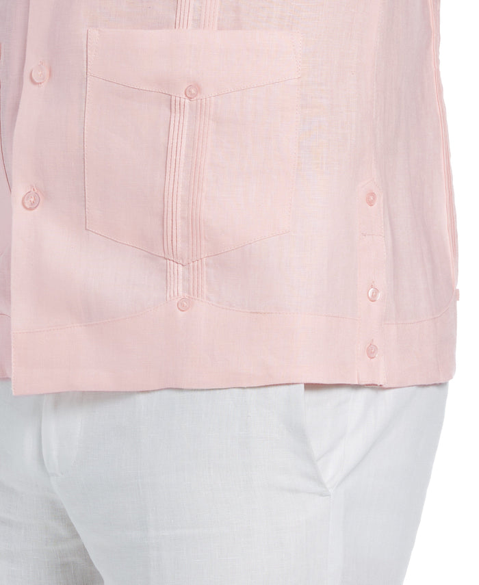 Cubavera Big & Tall 100% Linen Classic Guayabera Shirt - Short Sleeve Pink Dogwood