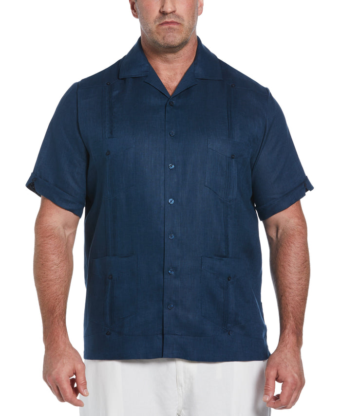 cubavera Big & Tall 100% Linen Classic Guayabera Shirt - Short Sleeve Titan