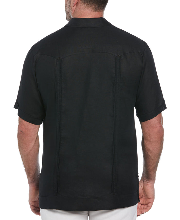 Cubavera Big & Tall 100% Linen Classic Guayabera Shirt - Short Sleeve Jet Black