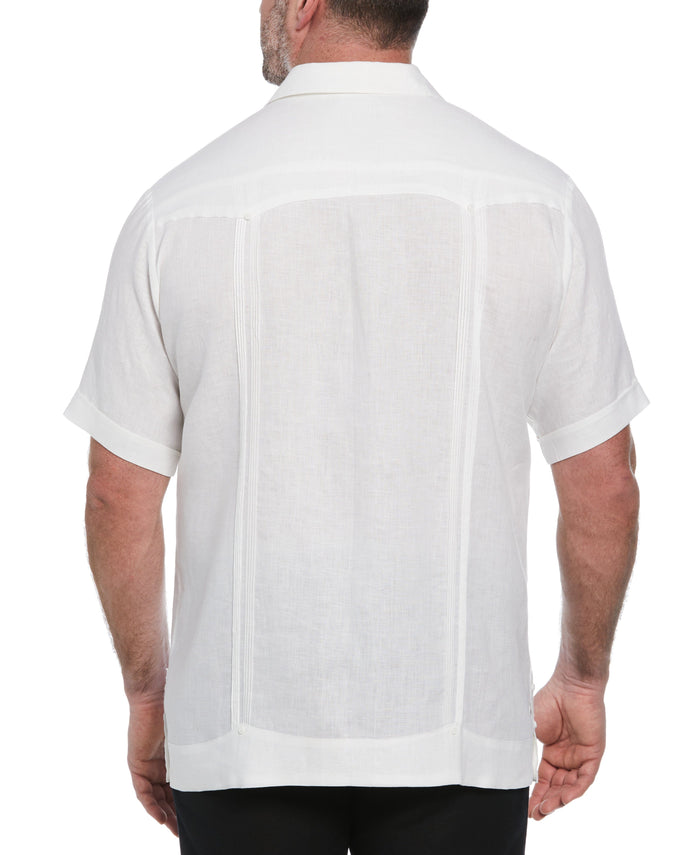 Cubavera Big & Tall 100% Linen Classic Guayabera Shirt - Short Sleeve Bright White