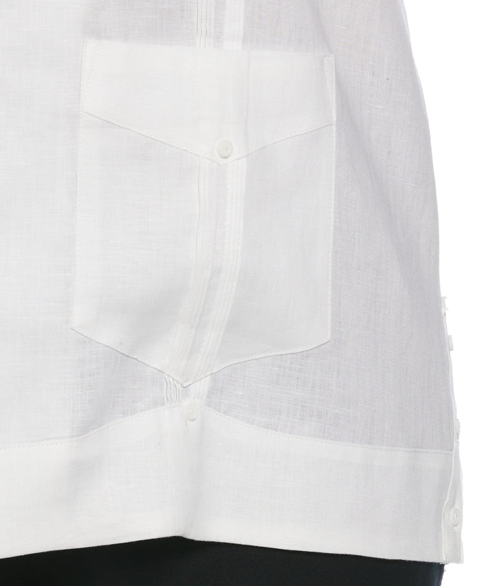 Cubavera Big & Tall 100% Linen Classic Guayabera Shirt - Short Sleeve Bright White