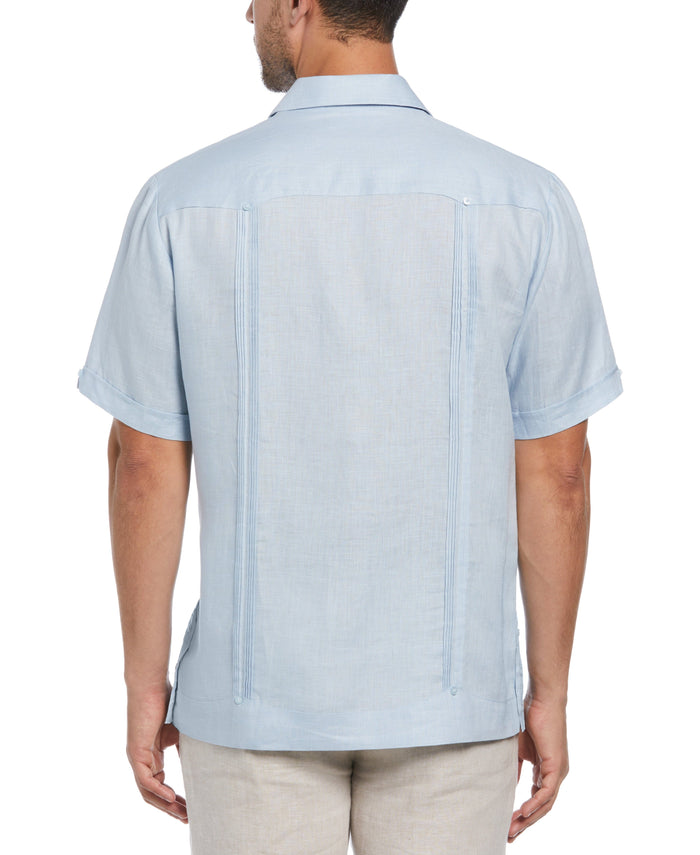 Cubavera Big & Tall 100% Linen Classic Guayabera Shirt - Short Sleeve Cashmere Blue