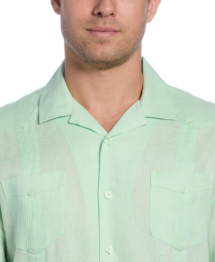 Cubavera Big & Tall 100% Linen Classic Guayabera Shirt - Short Sleeve Pastel Green