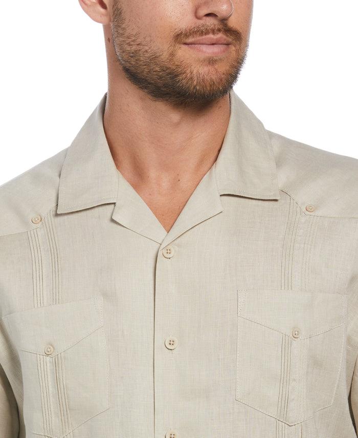 Cubavera Big & Tall 100% Linen Classic Guayabera Shirt - Short Sleeve Natural Linen