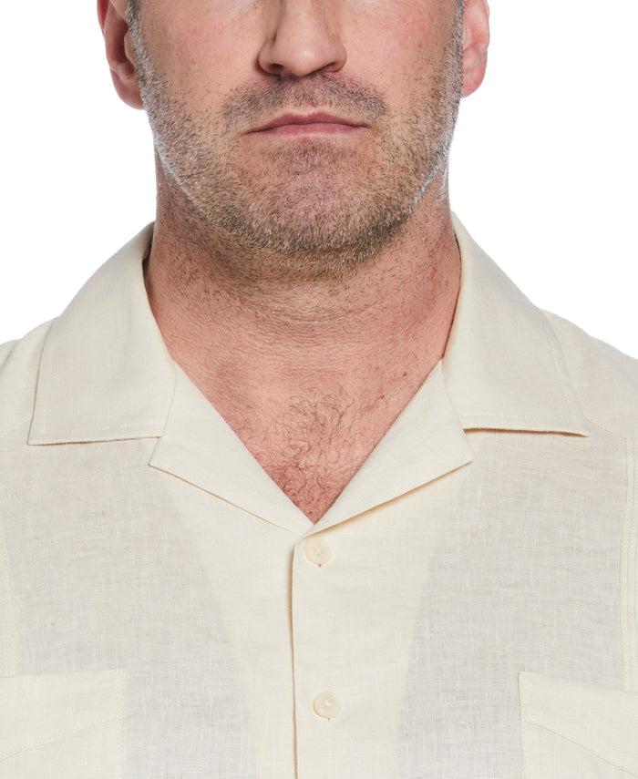 Cubavera Big & Tall 100% Linen Classic Guayabera Shirt - Short Sleeve Whitecap Gray