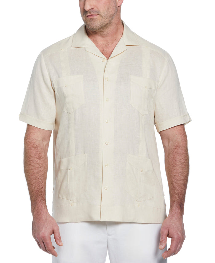 cubavera Big & Tall 100% Linen Classic Guayabera Shirt - Short Sleeve Whitecap Gray