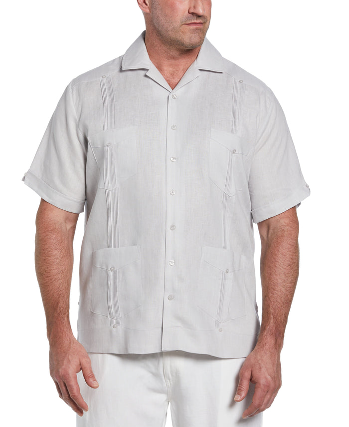 cubavera Big & Tall 100% Linen Classic Guayabera Shirt - Short Sleeve Micro Chip
