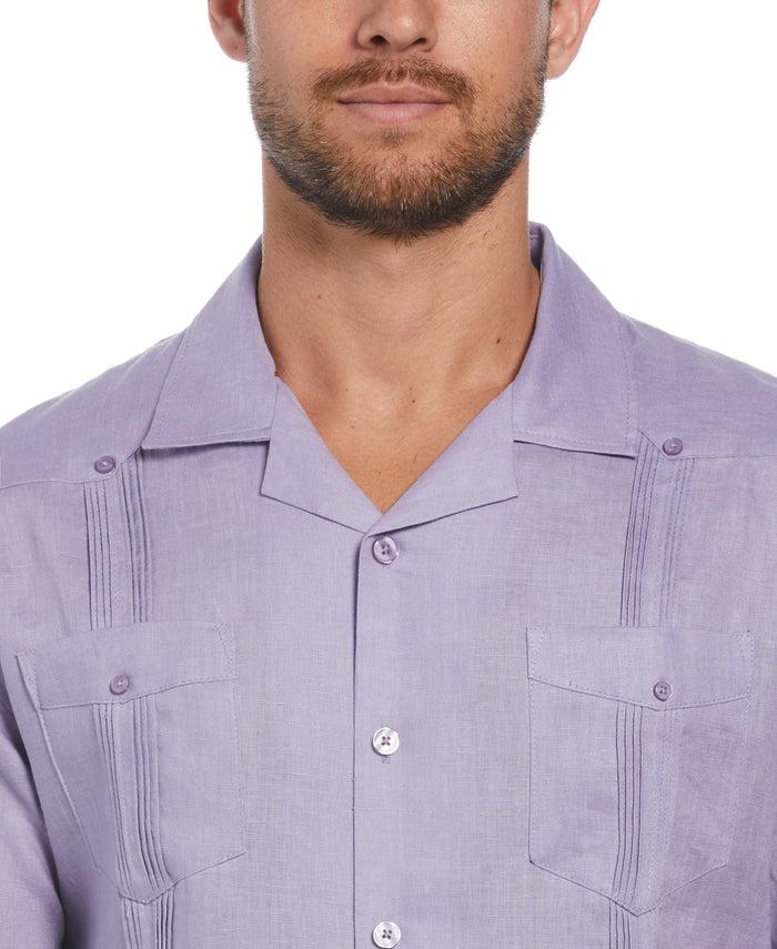 Cubavera Big & Tall 100% Linen Classic Guayabera Shirt - Short Sleeve Heirloom Lilac