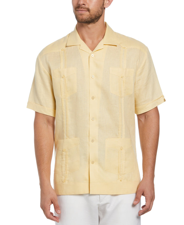 cubavera Big & Tall 100% Linen Classic Guayabera Shirt - Short Sleeve Banana Crepe