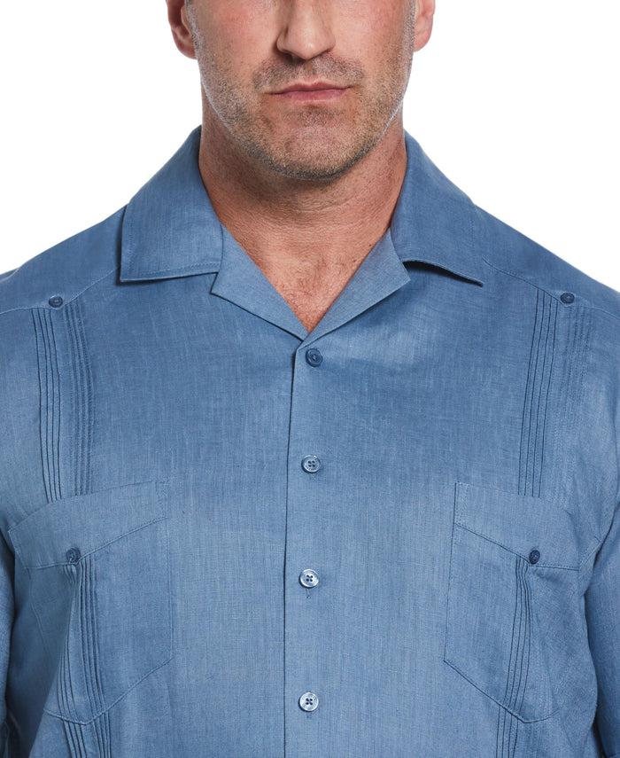 Cubavera Big & Tall 100% Linen Classic Guayabera Shirt - Short Sleeve Captains Blue