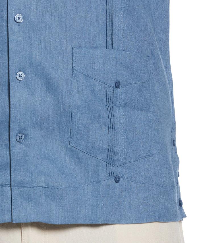 Cubavera Big & Tall 100% Linen Classic Guayabera Shirt - Short Sleeve Captains Blue