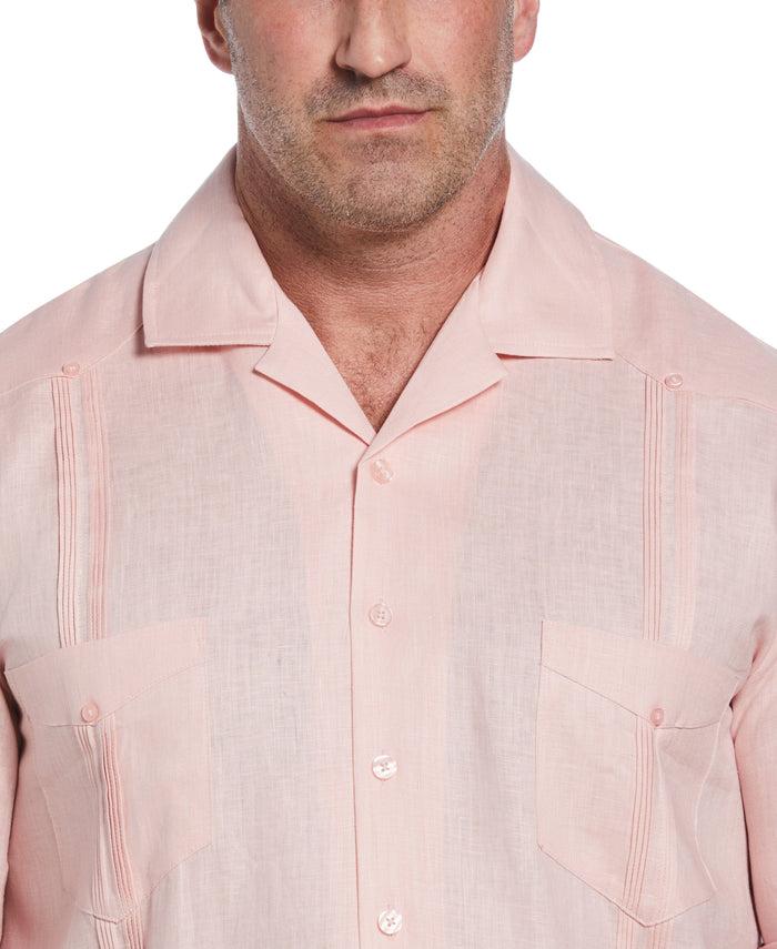 Cubavera Big & Tall 100% Linen Classic Guayabera Shirt - Short Sleeve Silver Pink