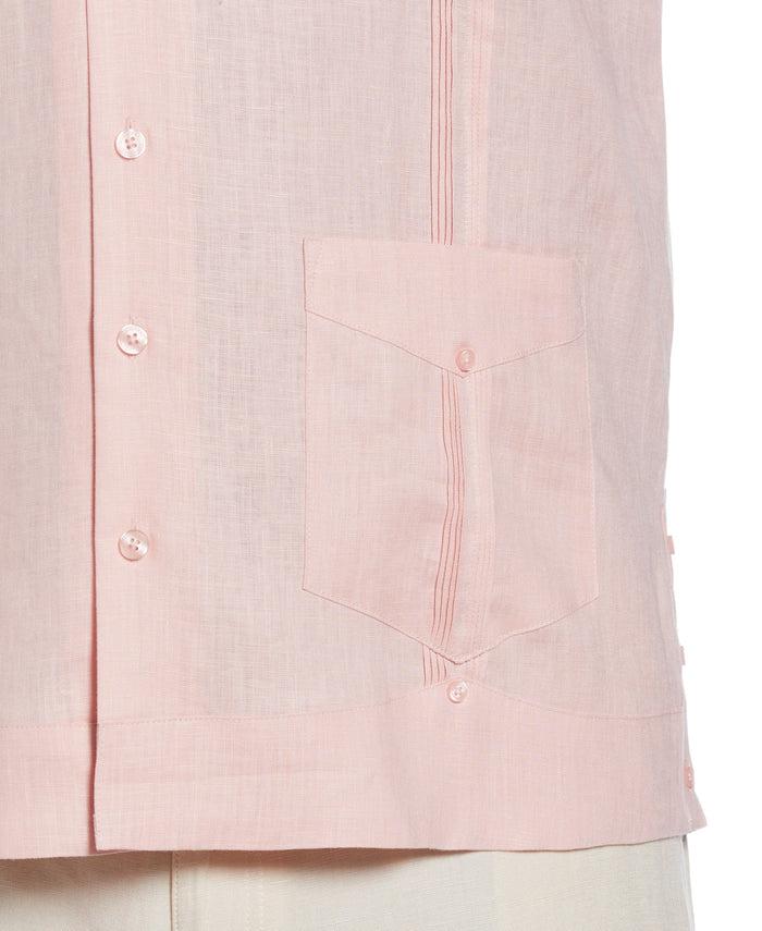 Cubavera Big & Tall 100% Linen Classic Guayabera Shirt - Short Sleeve Silver Pink