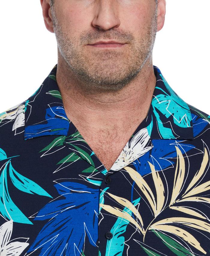 Cubavera Big & Tall All-Over Tropical Print Shirt Dress Blues