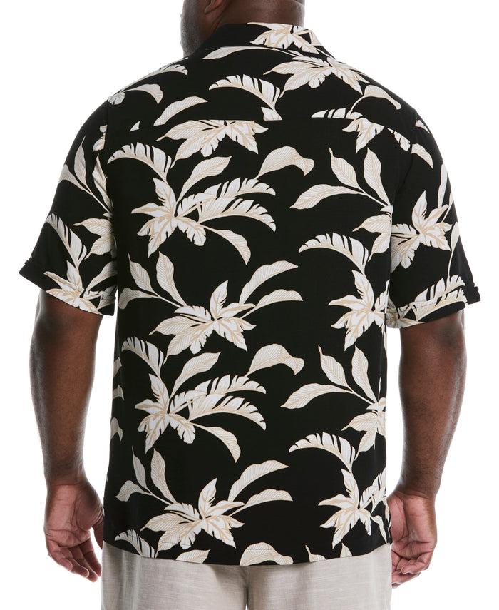 Cubavera Big & Tall All-Over Tropical Print Shirt Jet Black