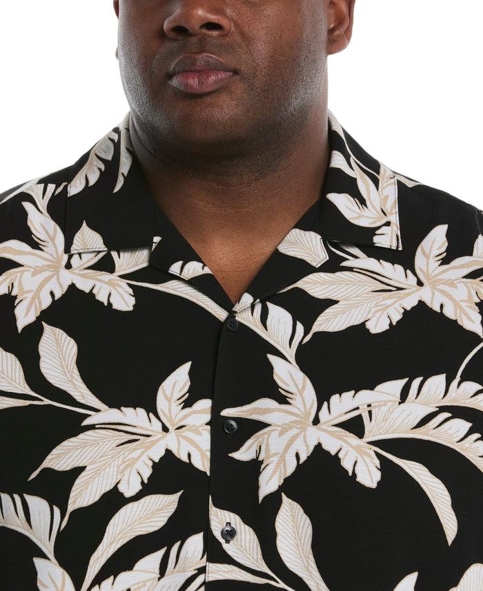 Cubavera Big & Tall All-Over Tropical Print Shirt Jet Black
