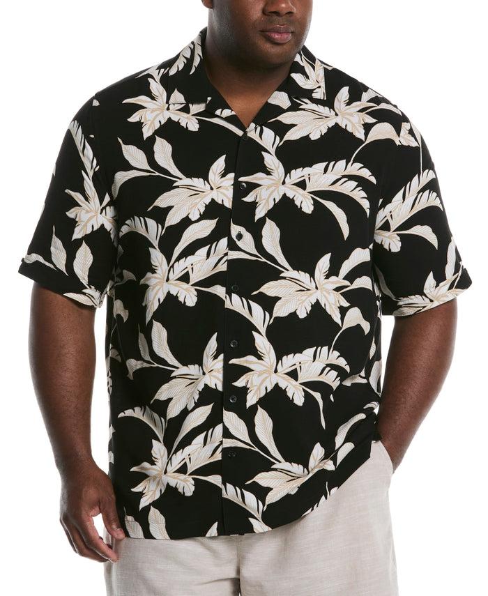cubavera Big & Tall All-Over Tropical Print Shirt Jet Black
