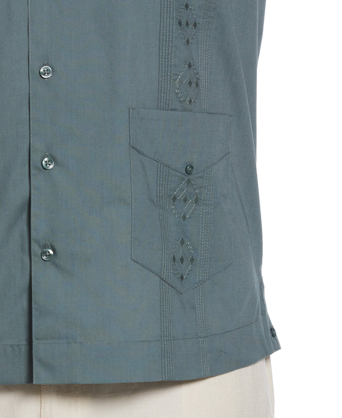 Cubavera Big & Tall Authentic Embroidered Guayabera Shirt Balsam Green