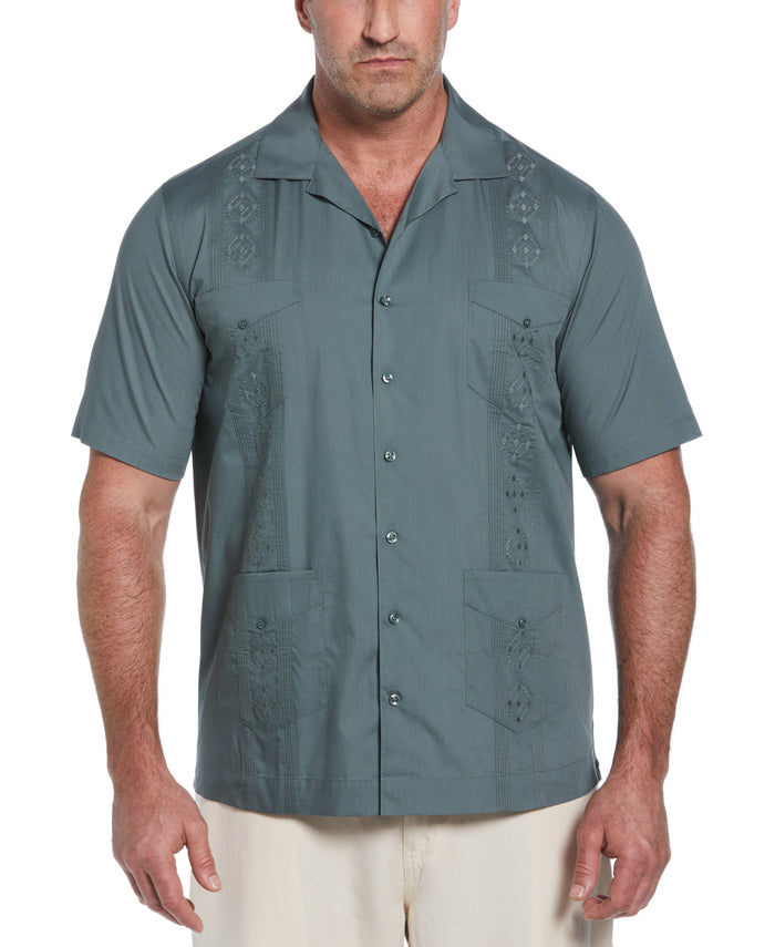 cubavera Big & Tall Authentic Embroidered Guayabera Shirt Balsam Green