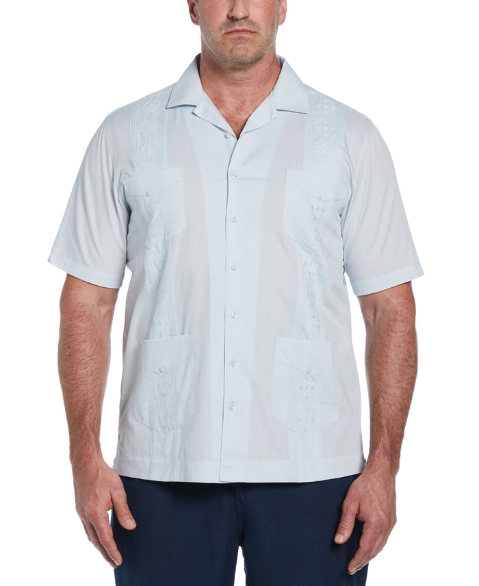 cubavera Big & Tall Authentic Embroidered Guayabera Shirt Ballad Blue