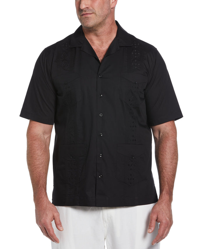 cubavera Big & Tall Authentic Embroidered Guayabera Shirt Black