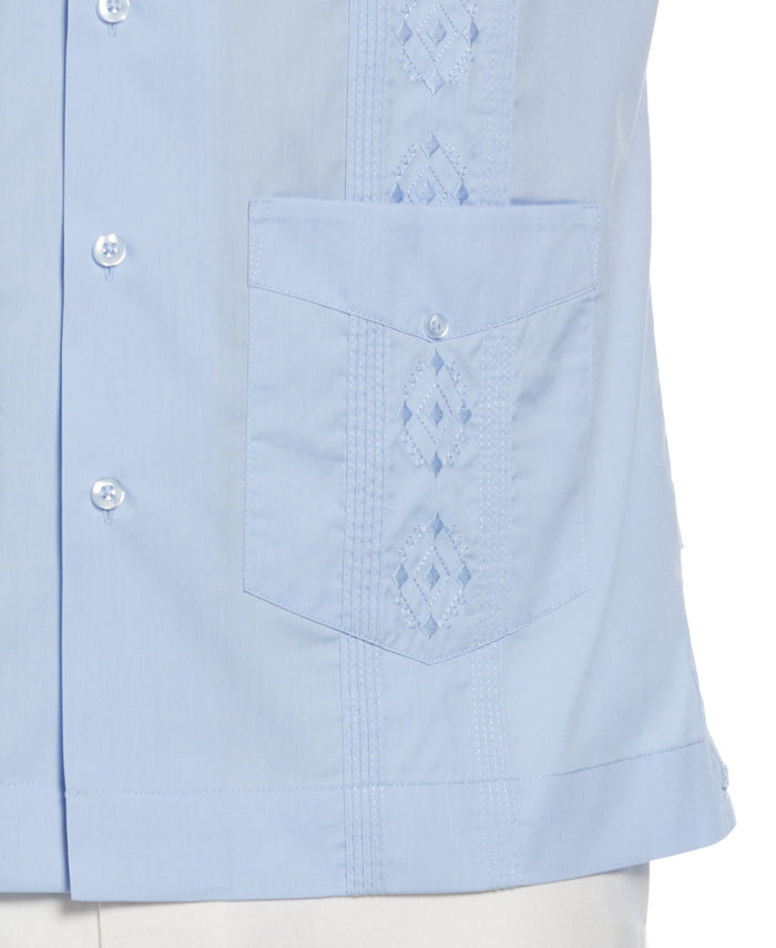Cubavera Big & Tall Authentic Embroidered Guayabera Shirt Blue Bell