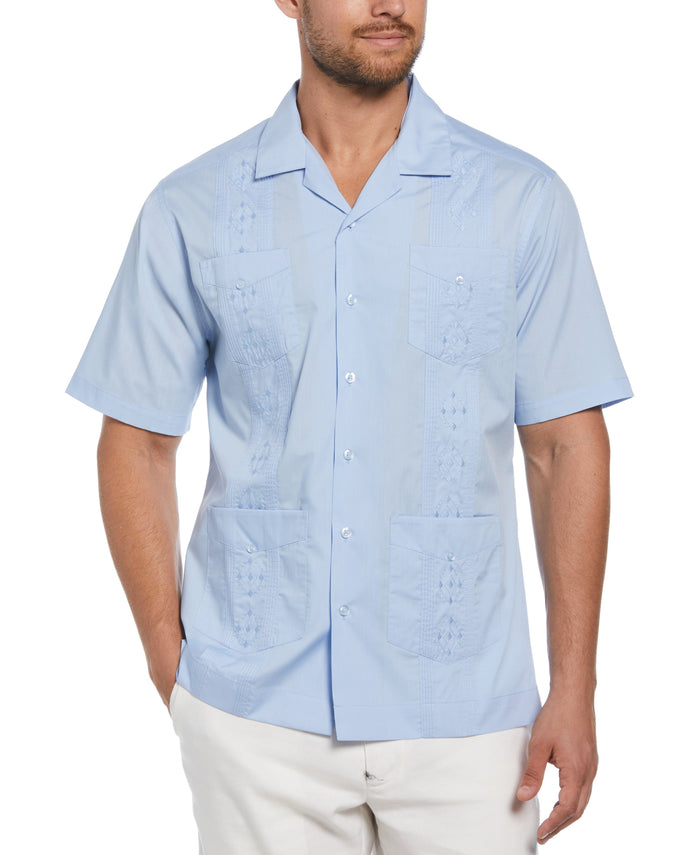 cubavera Big & Tall Authentic Embroidered Guayabera Shirt Blue Bell