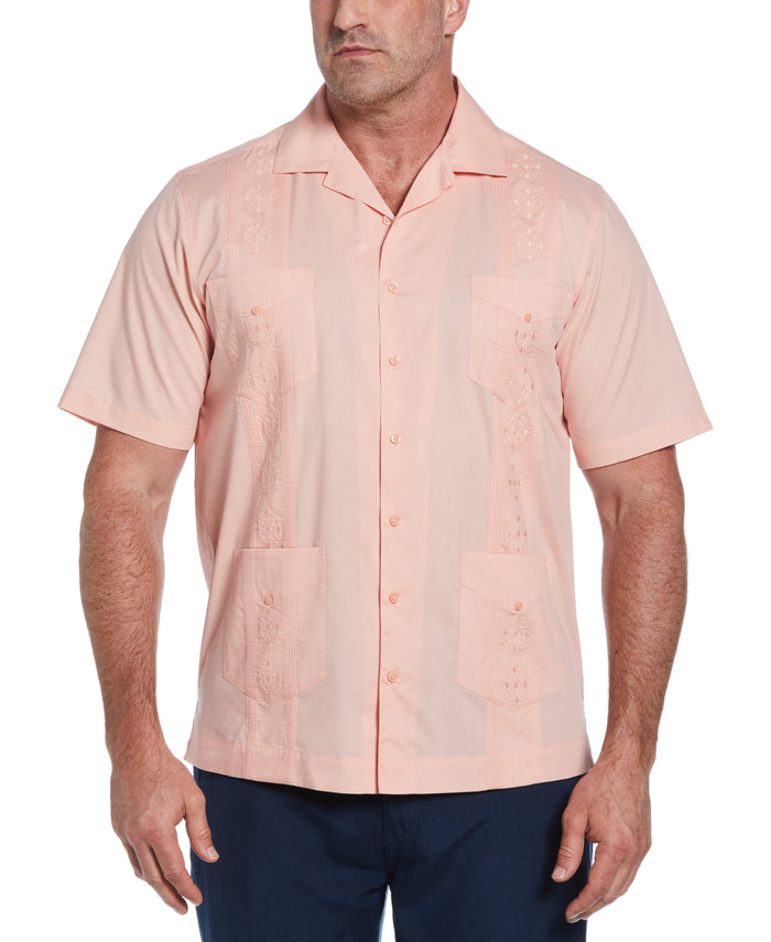 cubavera Big & Tall Authentic Embroidered Guayabera Shirt Coral Cloud