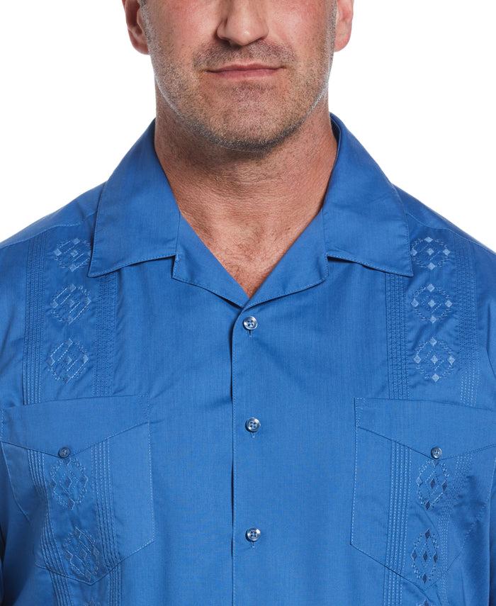 Cubavera Big & Tall Authentic Embroidered Guayabera Shirt Delft