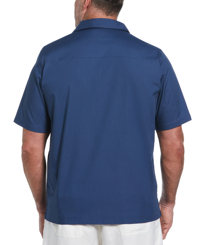 Cubavera Big & Tall Authentic Embroidered Guayabera Shirt Ensign Blue