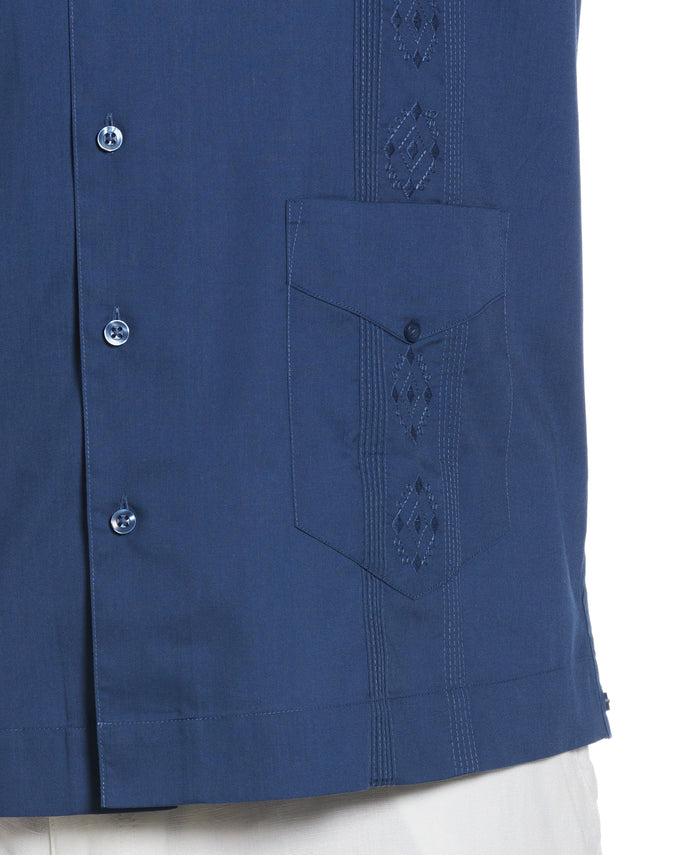 Cubavera Big & Tall Authentic Embroidered Guayabera Shirt Ensign Blue