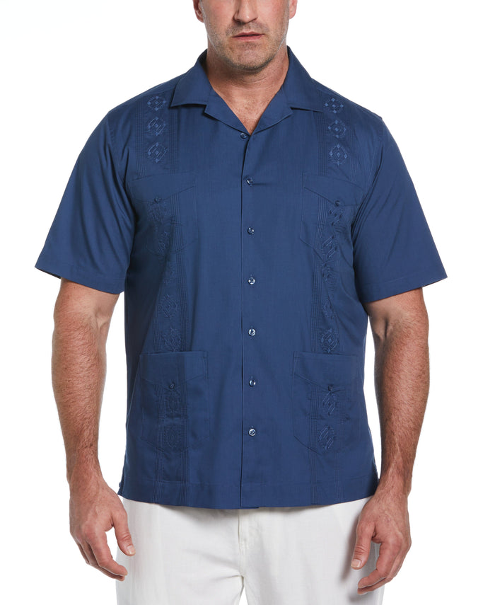 cubavera Big & Tall Authentic Embroidered Guayabera Shirt Ensign Blue
