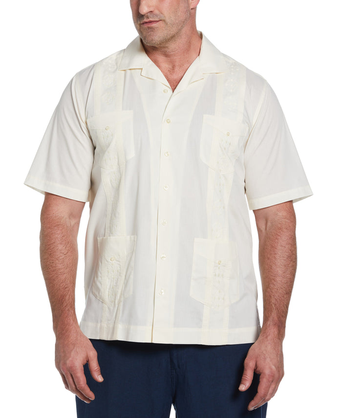 cubavera Big & Tall Authentic Embroidered Guayabera Shirt Ivory
