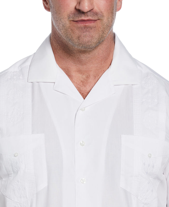 Cubavera Big & Tall Authentic Embroidered Guayabera Shirt Pure White