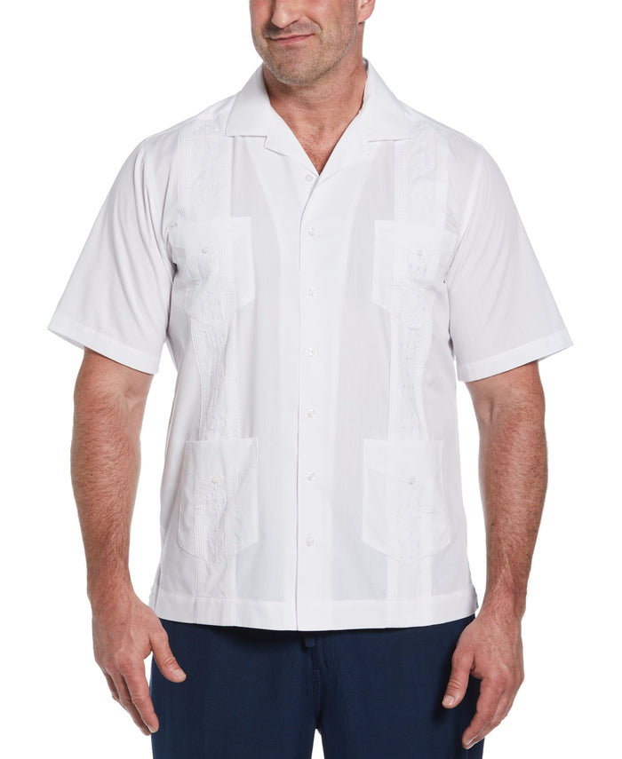 cubavera Big & Tall Authentic Embroidered Guayabera Shirt Pure White