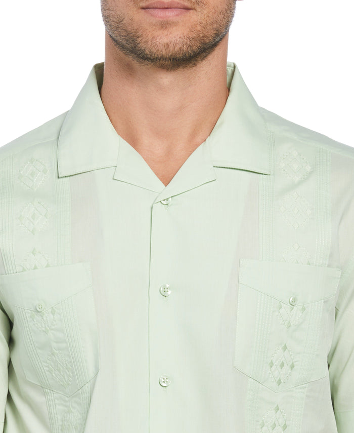 Cubavera Big & Tall Authentic Embroidered Guayabera Shirt Seacrest