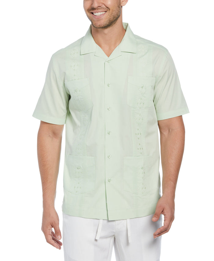 cubavera Big & Tall Authentic Embroidered Guayabera Shirt Seacrest