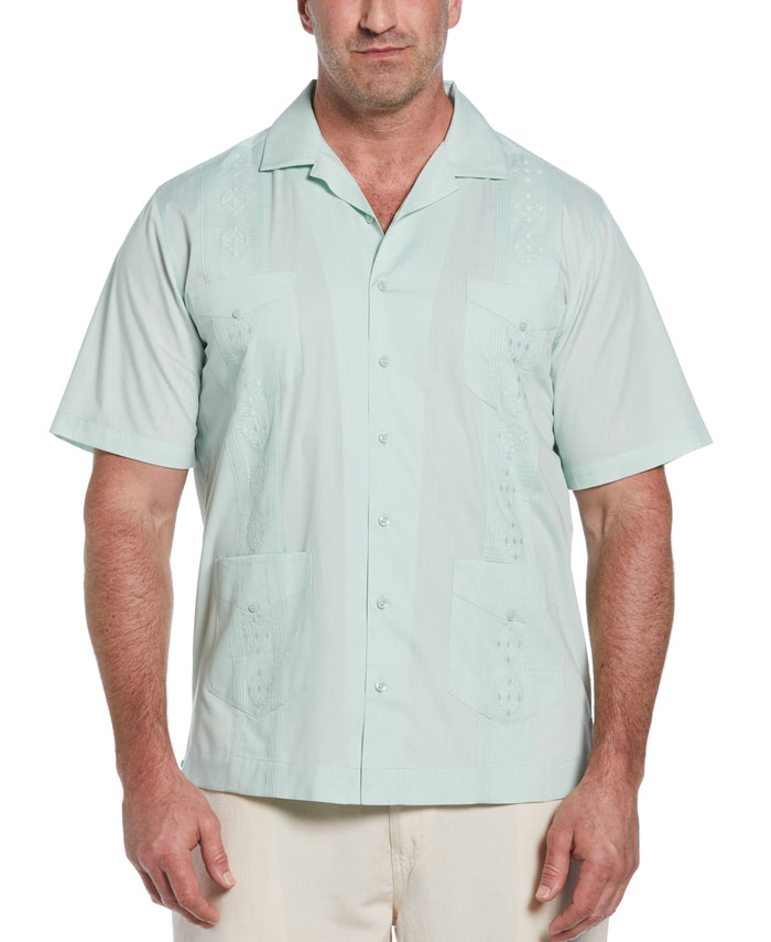 cubavera Big & Tall Authentic Embroidered Guayabera Shirt Surf Spray