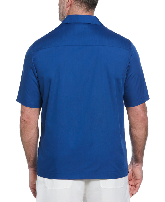 Cubavera Big & Tall Authentic Embroidered Guayabera Shirt True Blue